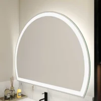 Luxe White Edge Half Moon Vanity Mirror