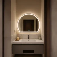 Pristine White Edge Half Moon Vanity Mirror