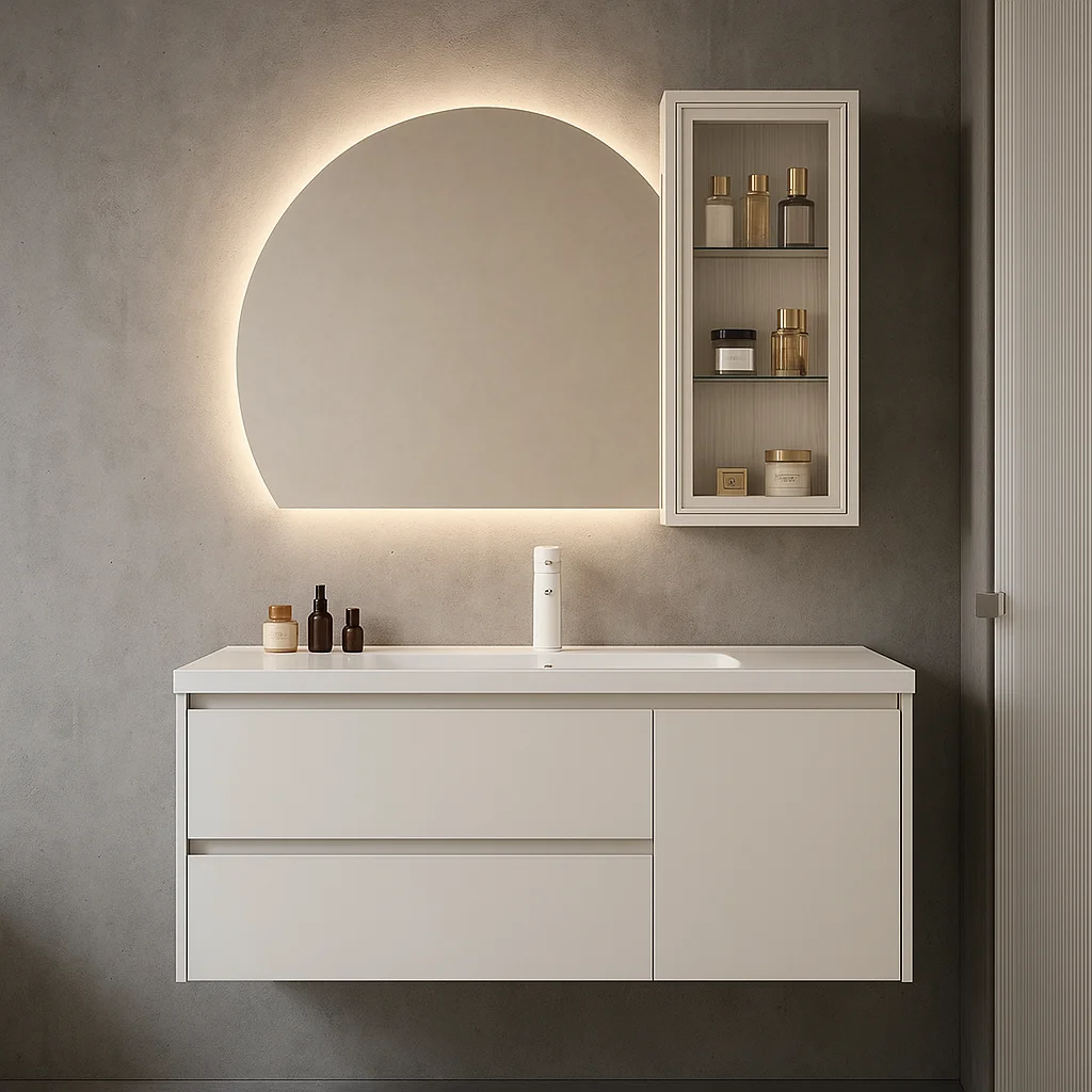 Stylish 4/6 Mirror With Bathroom Cabinet Set