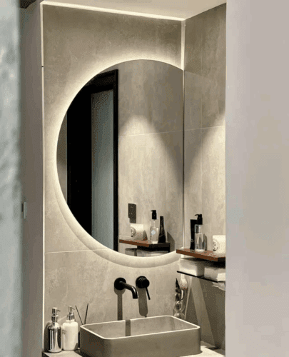 Elegant Round LED Moon Mirror