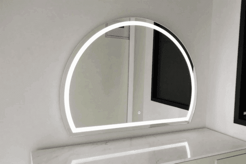 White Edge Half Moon Bathroom Vanity Mirror photo review