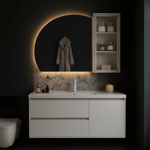 Space-Smart 4/6 Mirror With Bathroom Cabinet Set