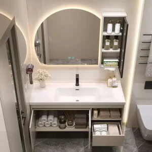 Modern 4/6 Mirror With Bathroom Cabinet Set