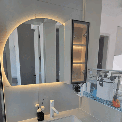Trending 4/6 Mirror With Bathroom Cabinet Set