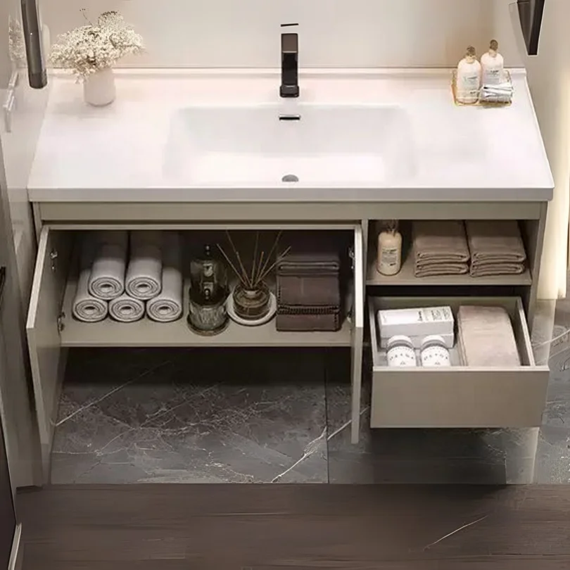 Sleek 4/6 Mirror With Bathroom Cabinet Set