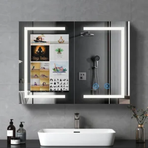 Luxury Medicine Cabinet with Integrated TV 2 Doors LED Mirror
