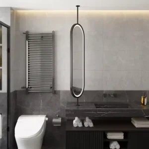 Luxury Oval Hanging Rod Bathroom LED Mirror