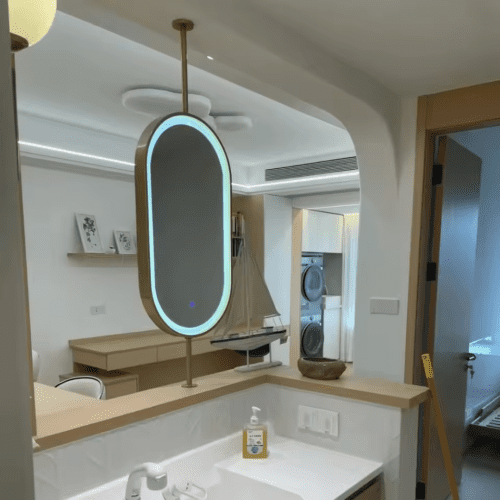 Luxury Oval Hanging Rod Bathroom LED Mirror photo review