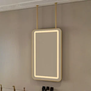 Suspended Vertical One Sided Rectangle Hanging LED Mirror