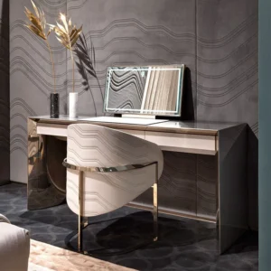 Elegant Italian Makeup Table With Rectangle LED Mirror SET