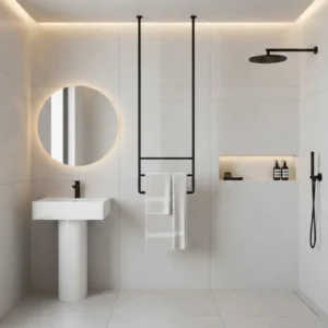 Black Hanging Ceiling Towel Stand