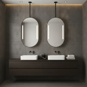 Luxury Oval Half LED Strip Hanging Mirror