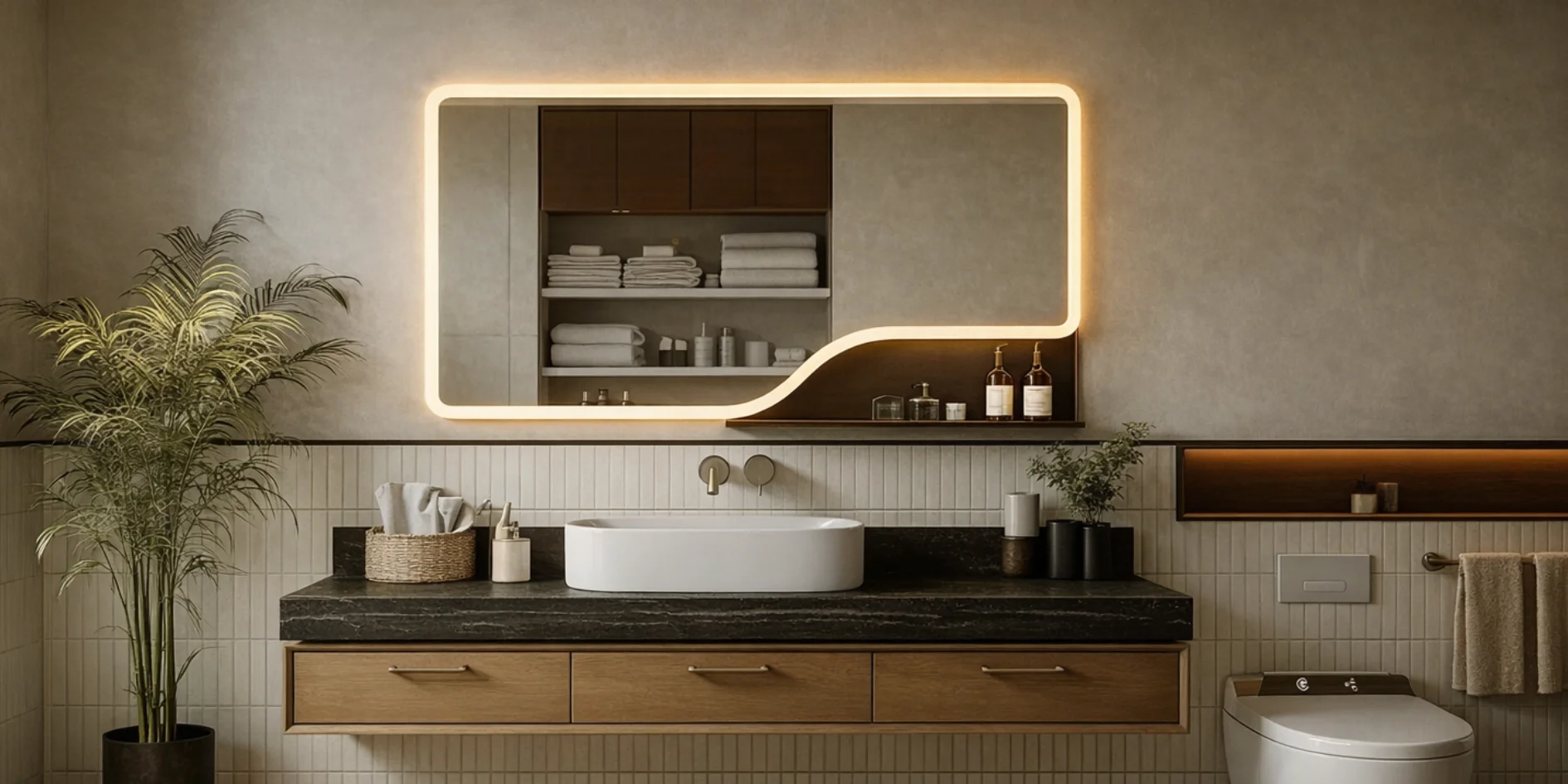 Mirrors with shelf