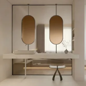 Hospitality Hanging Chrome Frame Oval Mirror