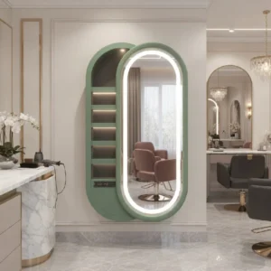 Oval LED Salon Mirror with Station