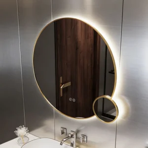 Modern Round Double LED Mirrors with Magnifying For Makeup
