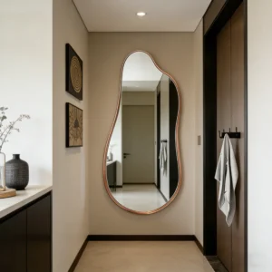 Japandi Metal Frame Organic Wall Mirror
