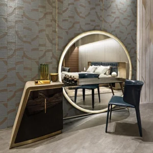 Luxury Table With Oversized Round LED Mirror