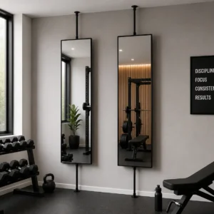 Black Rotatable Rectangle Floor/Ceiling Mount Mirror