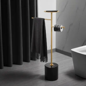 Minimalist Metal Clothes Rack with Marble Base