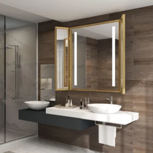 Luxury Front LED Stripe Tri-Fold Wall Mirror