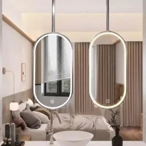 Chrome Frame Oval Hanging LED Mirror