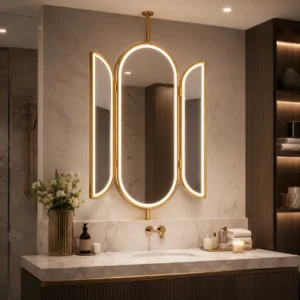 Oval Hanging Tri-Fold Mirror