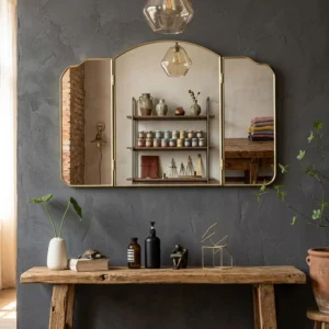 Modern Tri-Fold Bathroom Makeup Wall Mirror