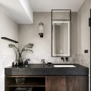 Luxury Rectangle Stainless Steel Frame Hanging Mirror