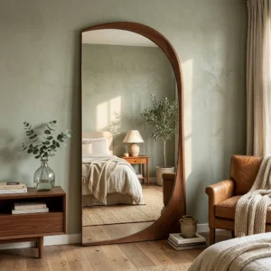 Asymmetrical Wood Floor Mirror