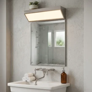Chrome Rectangle Wall Mirror with LED Top Light